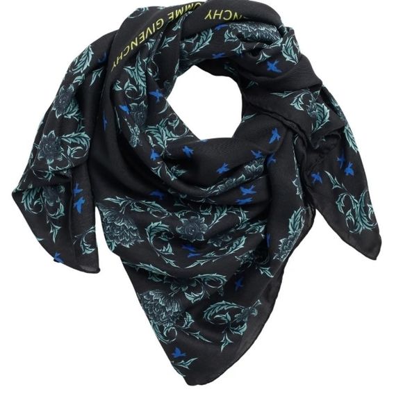 GIVENCHYUnderwater Floral Scarf In Black Blue